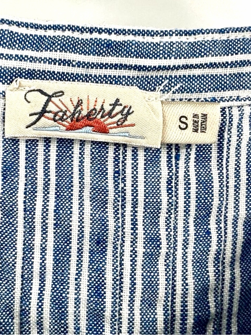 Faherty Blue & White Striped Short-Sleeve Mini Tunic Dress - Picture 2 of 10